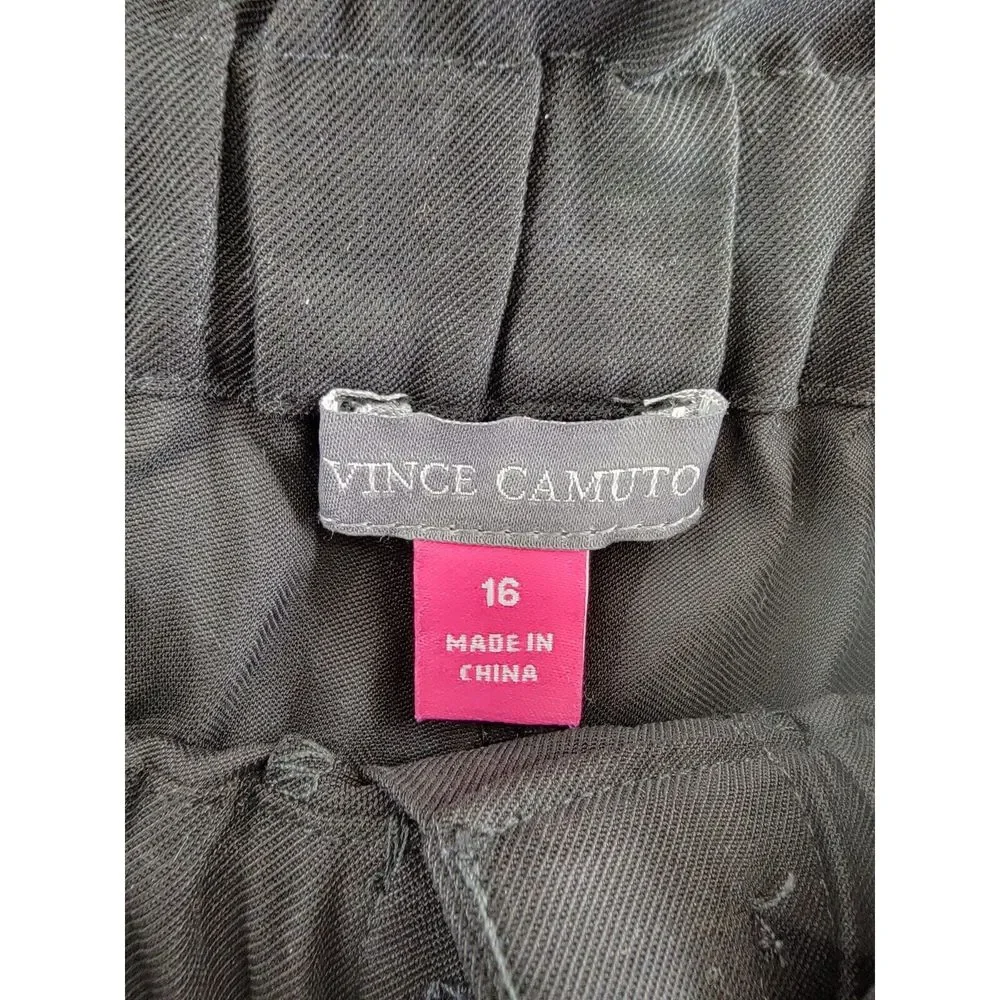 VINCE CAMUTO Paperbag Waist Pants Women's 16 Black Cropped Button Zip Closure - Picture 10 of 15
